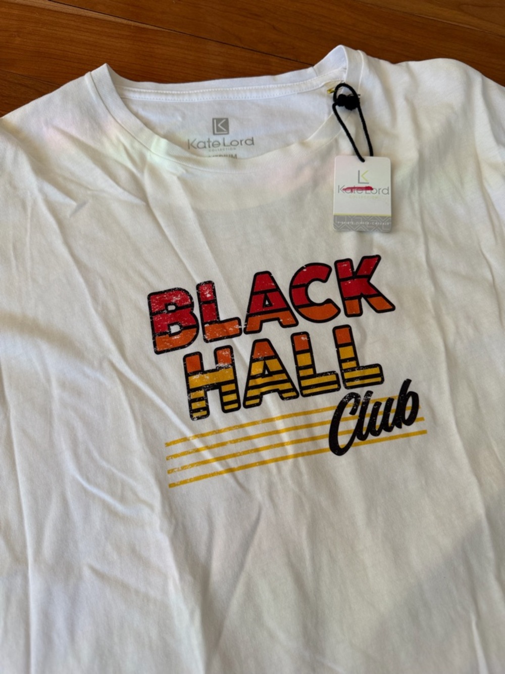 Kate Lord “Black Hall Club” women’s white tshirt size medium trendy